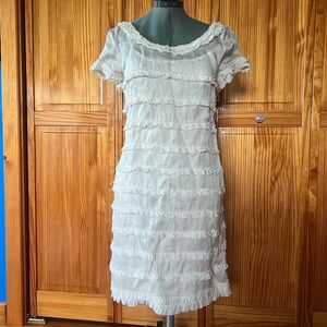 J. Crew Cream Vintage Style Ruffle Dress Size 2